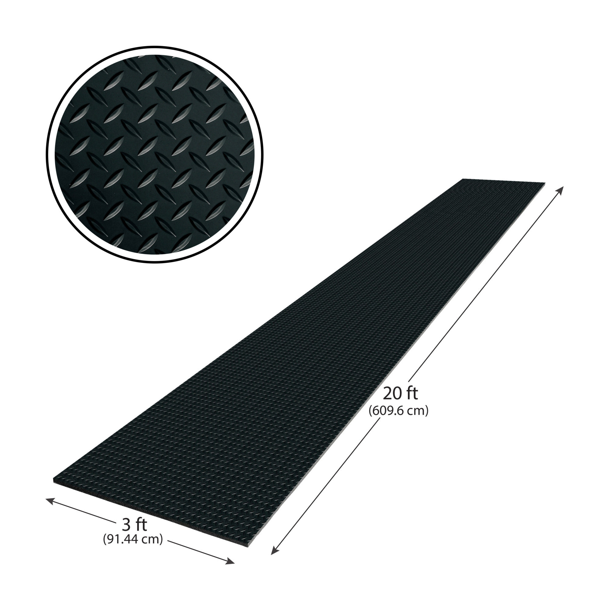 G-Floor Cushioned  Diamond Tread 3' x 20' - Midnight Black - Durable, Easy to Clean - AF58DT320MB